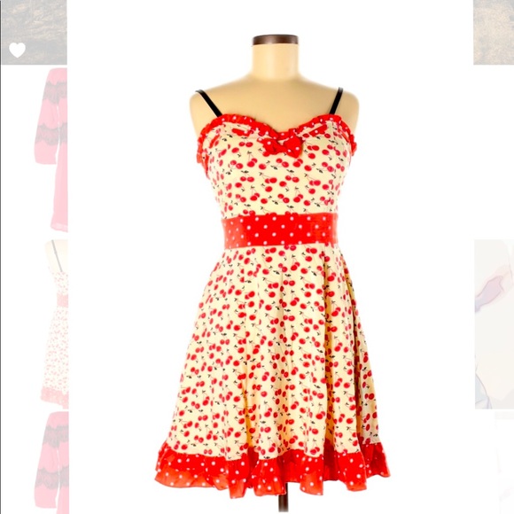 Sourpuss Dresses & Skirts - 🍒 Sourpuss Cherry Darling Polka Dot Sweetheart Neckline Summer Dress (M) 🍒
